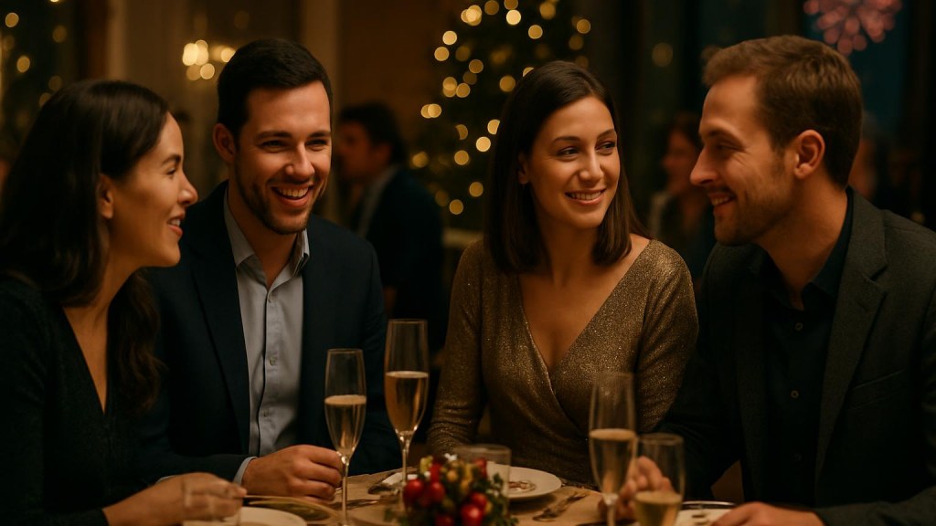 Capodanno a Napoli da single: cena, socialità e serata Gruppo di adulti in contesto conviviale per Capodanno